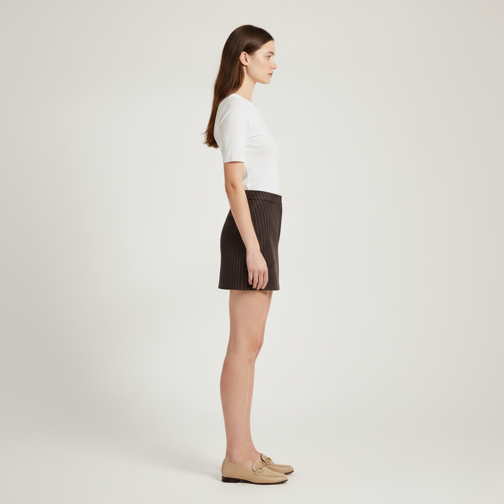 Damski prążkowany top z krótkim rękawem